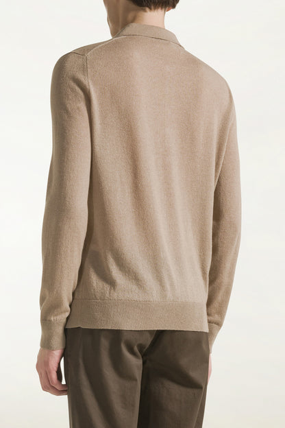 Sand silk and cashmere polo shirt | PIACENZA 1733
