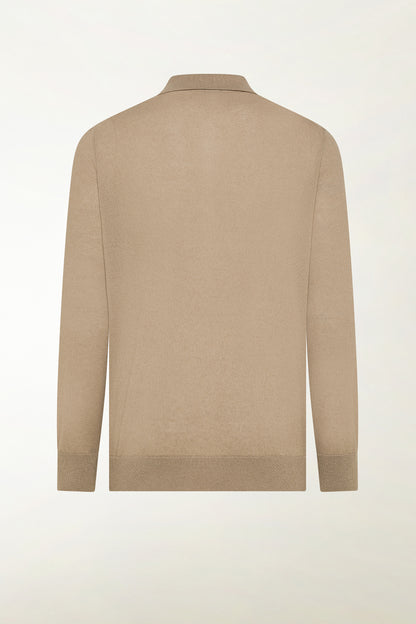 Polo in seta e cotone colore sabbia