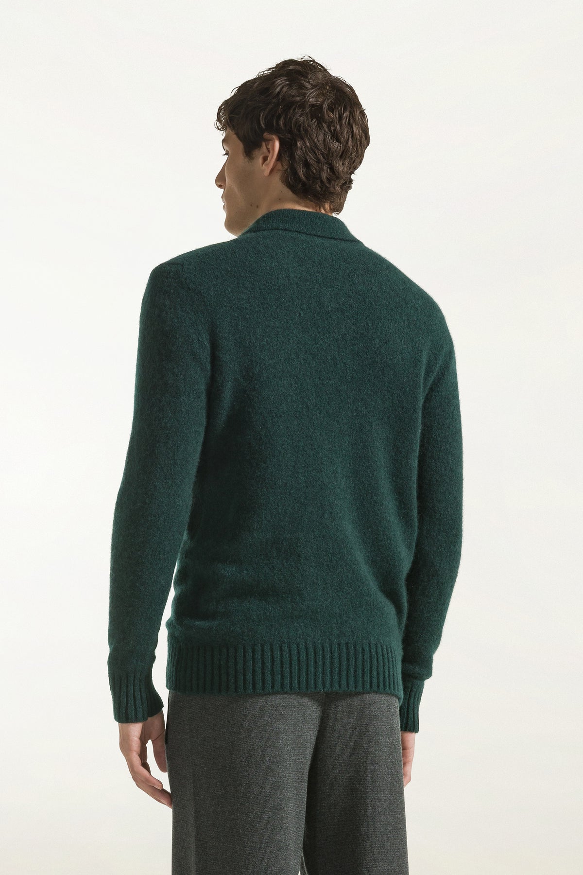 Dark green cashmere and silk polo shirt