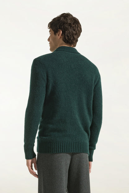 Dark green cashmere and silk polo shirt | PIACENZA 1733