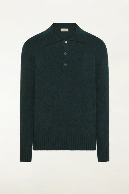 Dark green cashmere and silk polo shirt | PIACENZA 1733