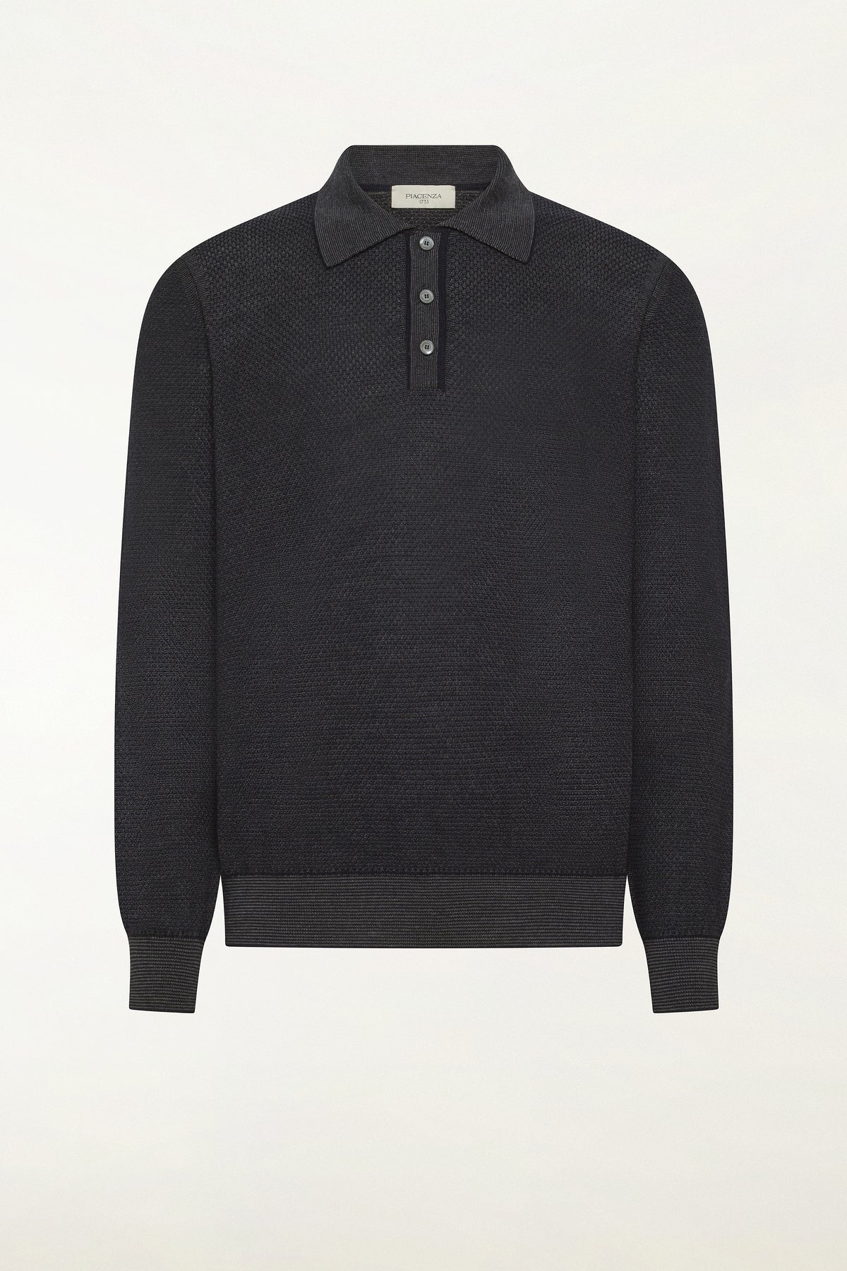Polo in lana, seta e cashmere color blu