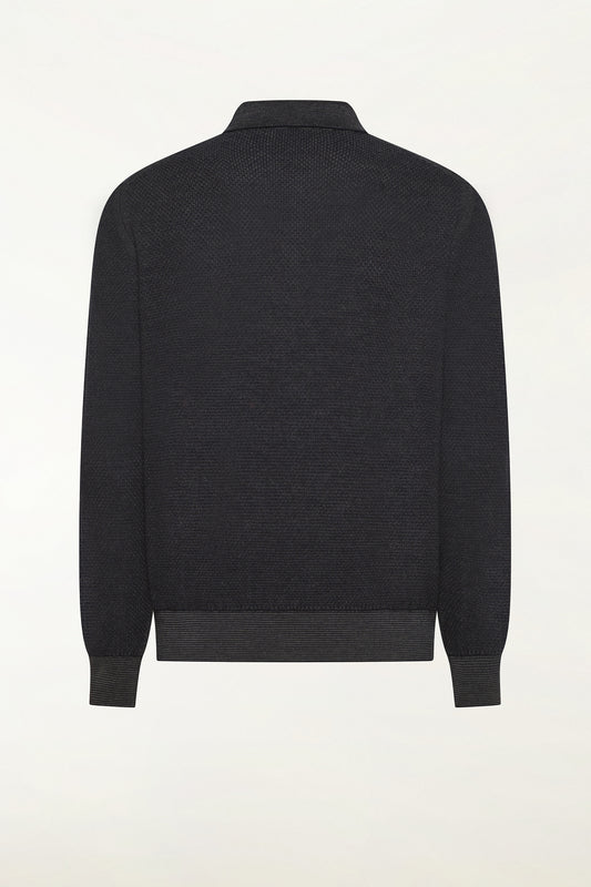 Polo in lana, seta e cashmere color blu - Polo Uomo | PIACENZA 1733