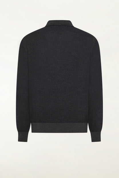 Polo in lana, seta e cashmere color blu | PIACENZA 1733