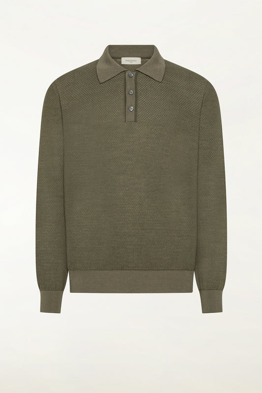 Polo in lana, seta e cashmere color salvia - Polo Uomo | PIACENZA 1733