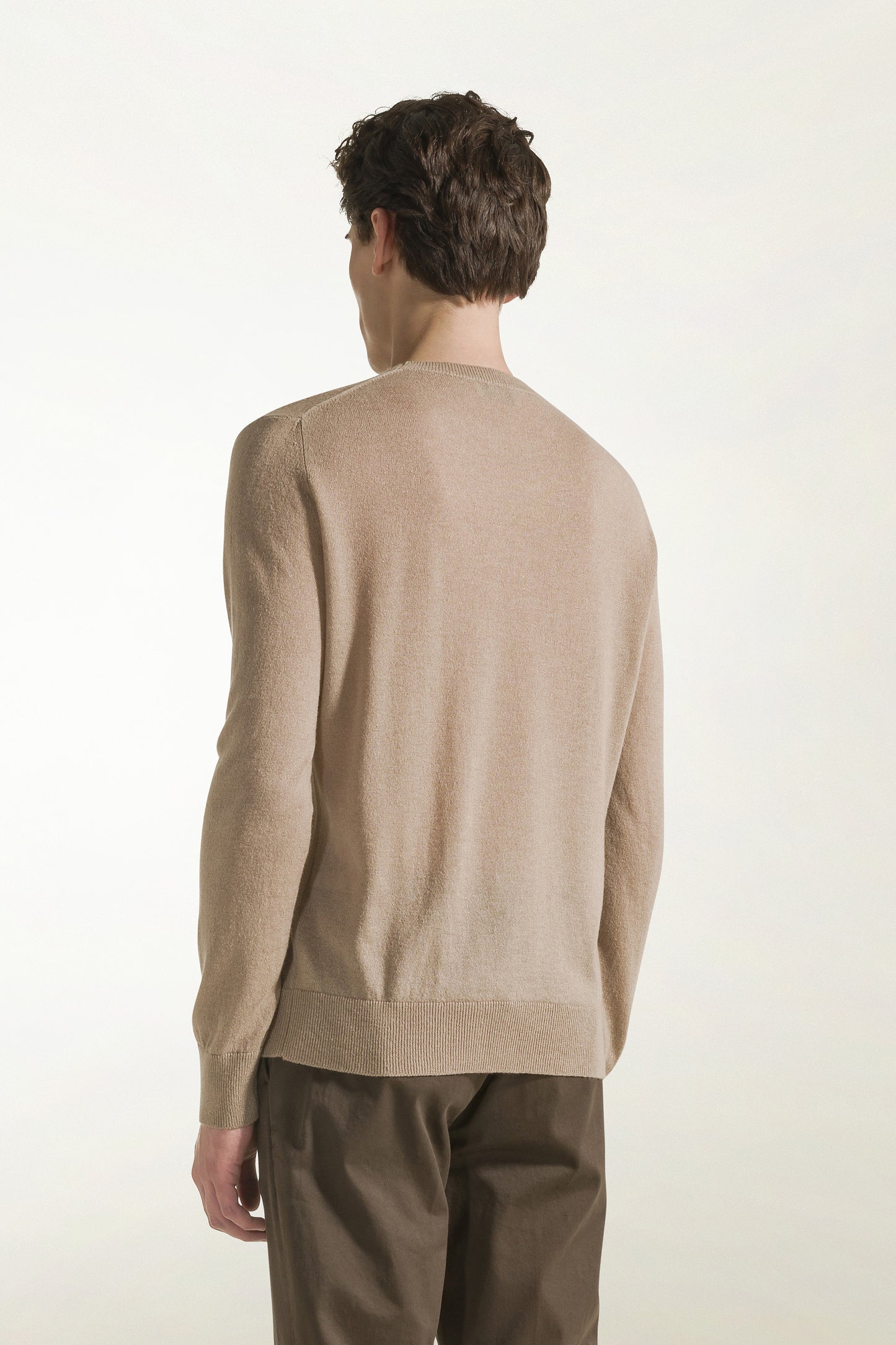Sand-colored silk and cotton crewneck