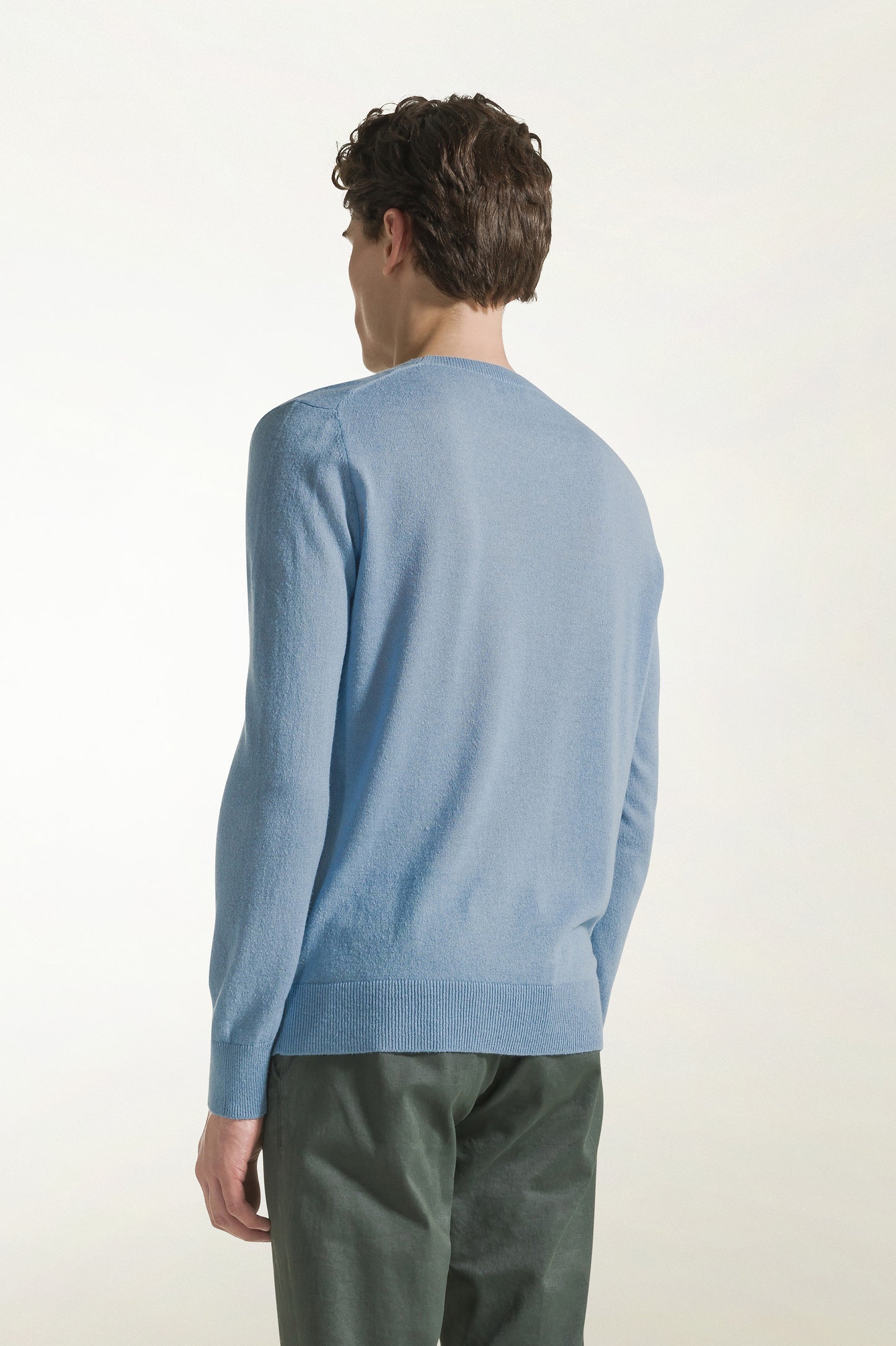 Light blue silk and cotton crewneck