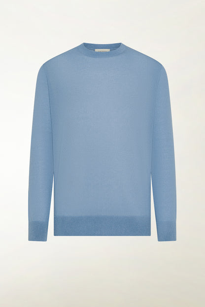 Light blue silk and cotton crewneck