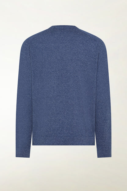 Blue cashmere and linen crewneck