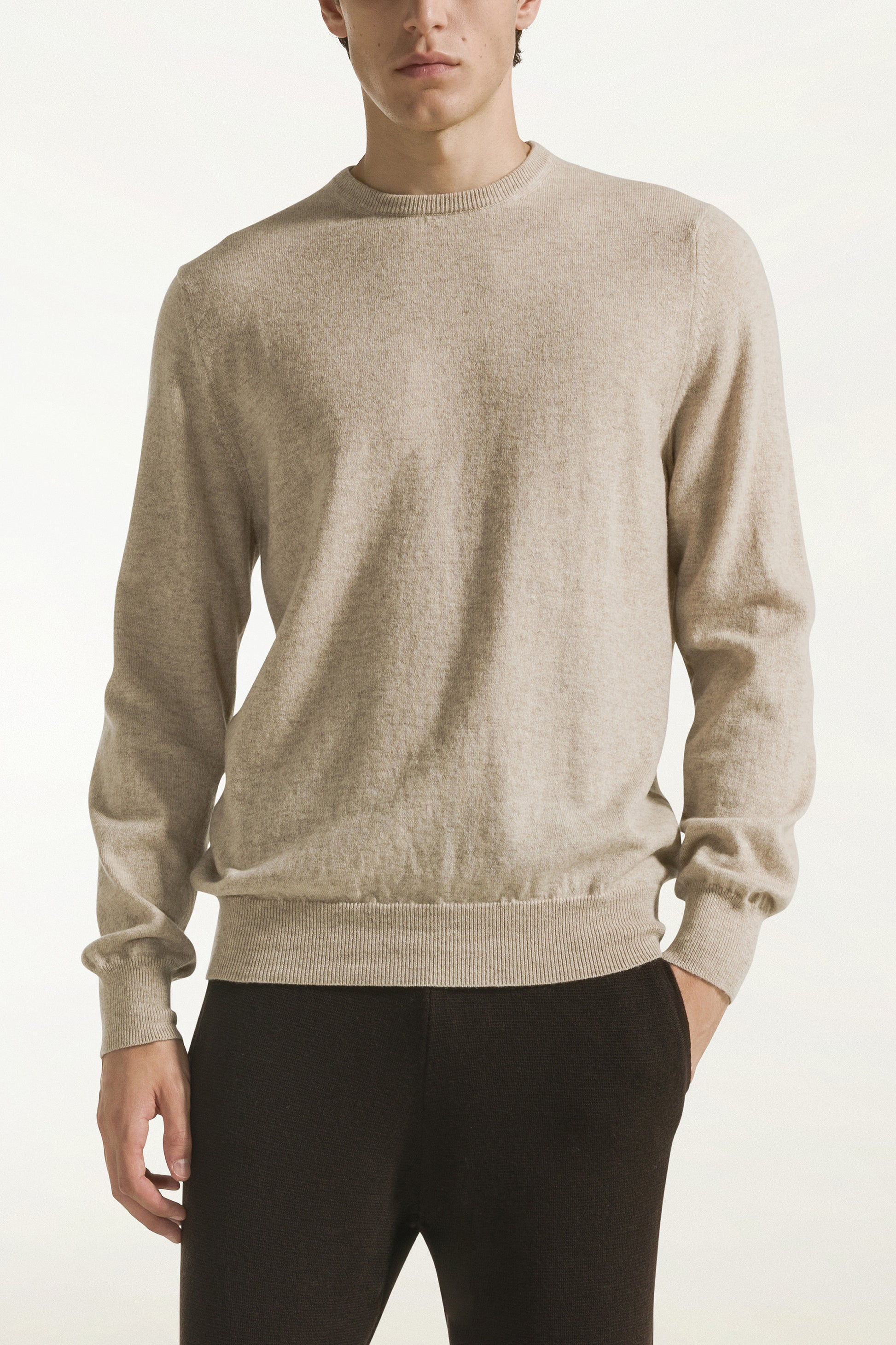 Natural-colored cashmere crewneck | PIACENZA 1733