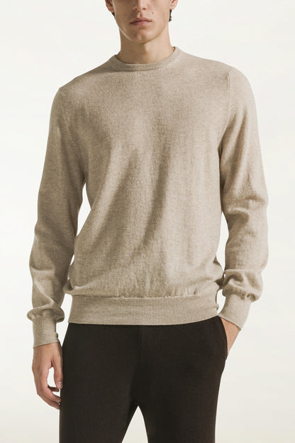 Natural-colored cashmere crewneck | PIACENZA 1733
