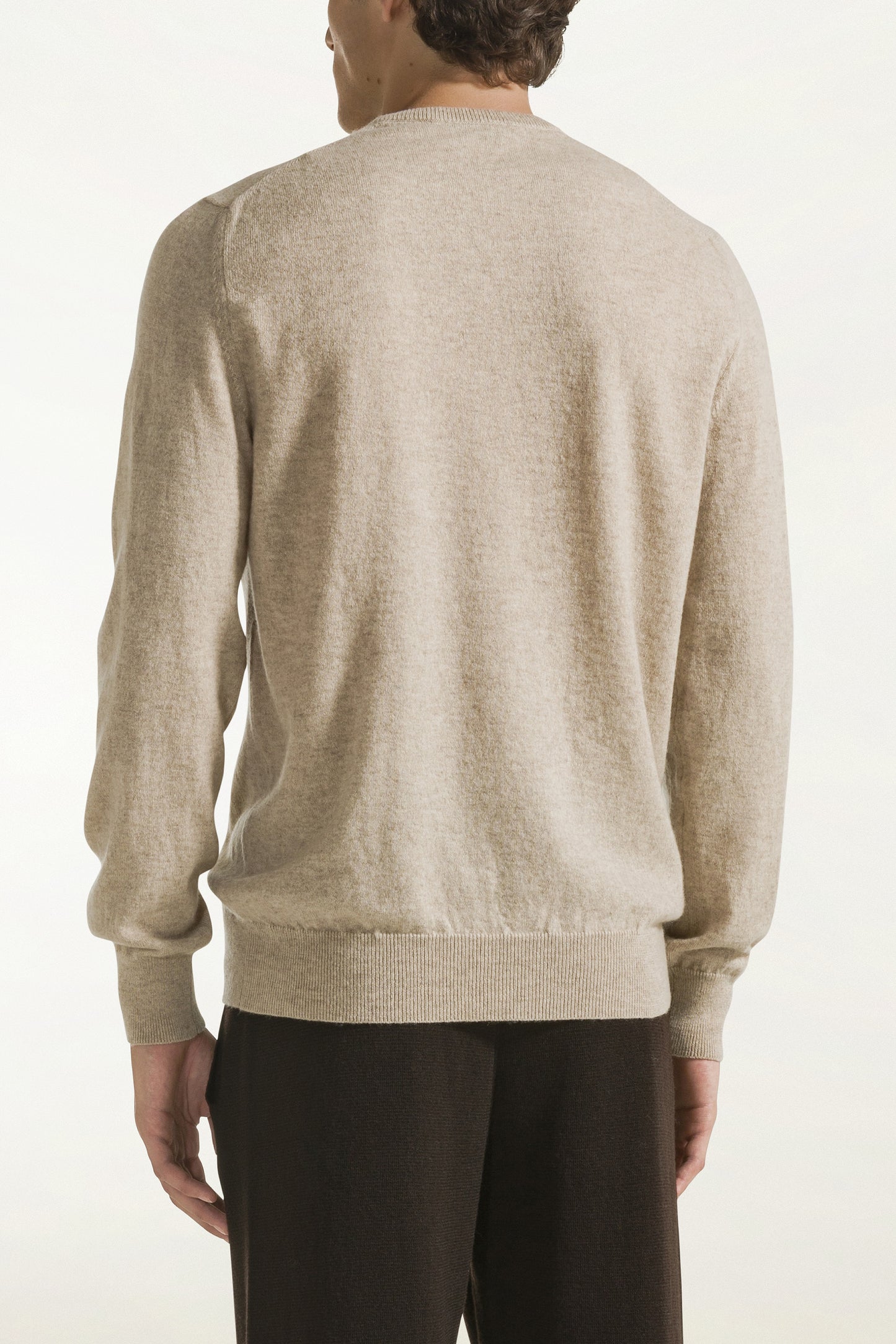 Natural-colored cashmere crewneck