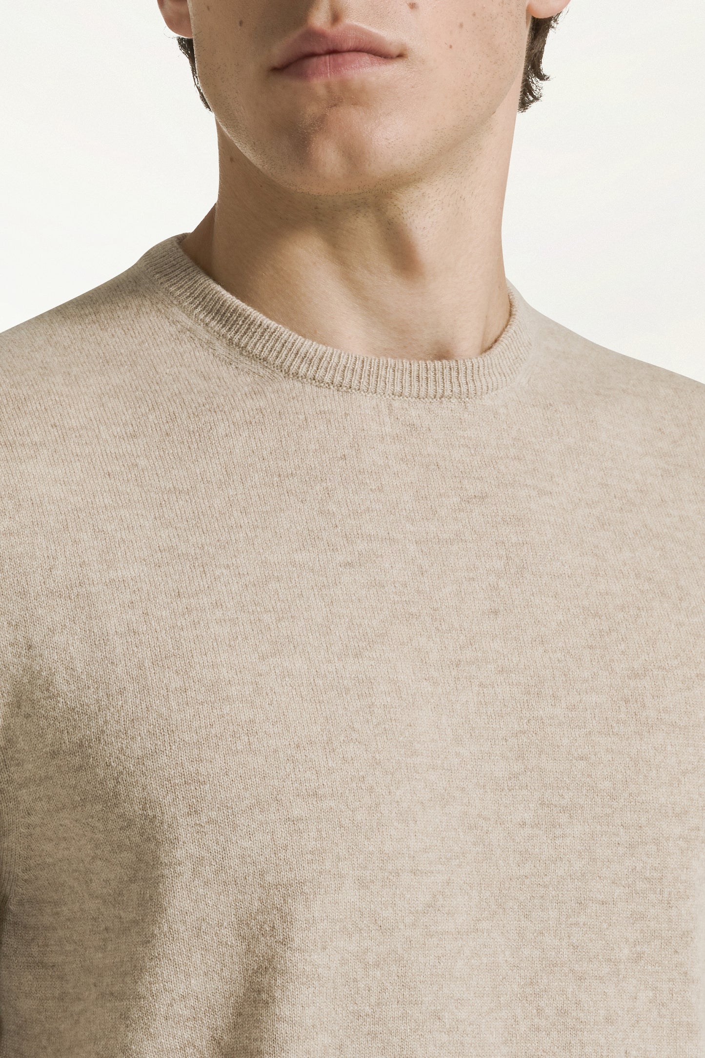 Natural-colored cashmere crewneck