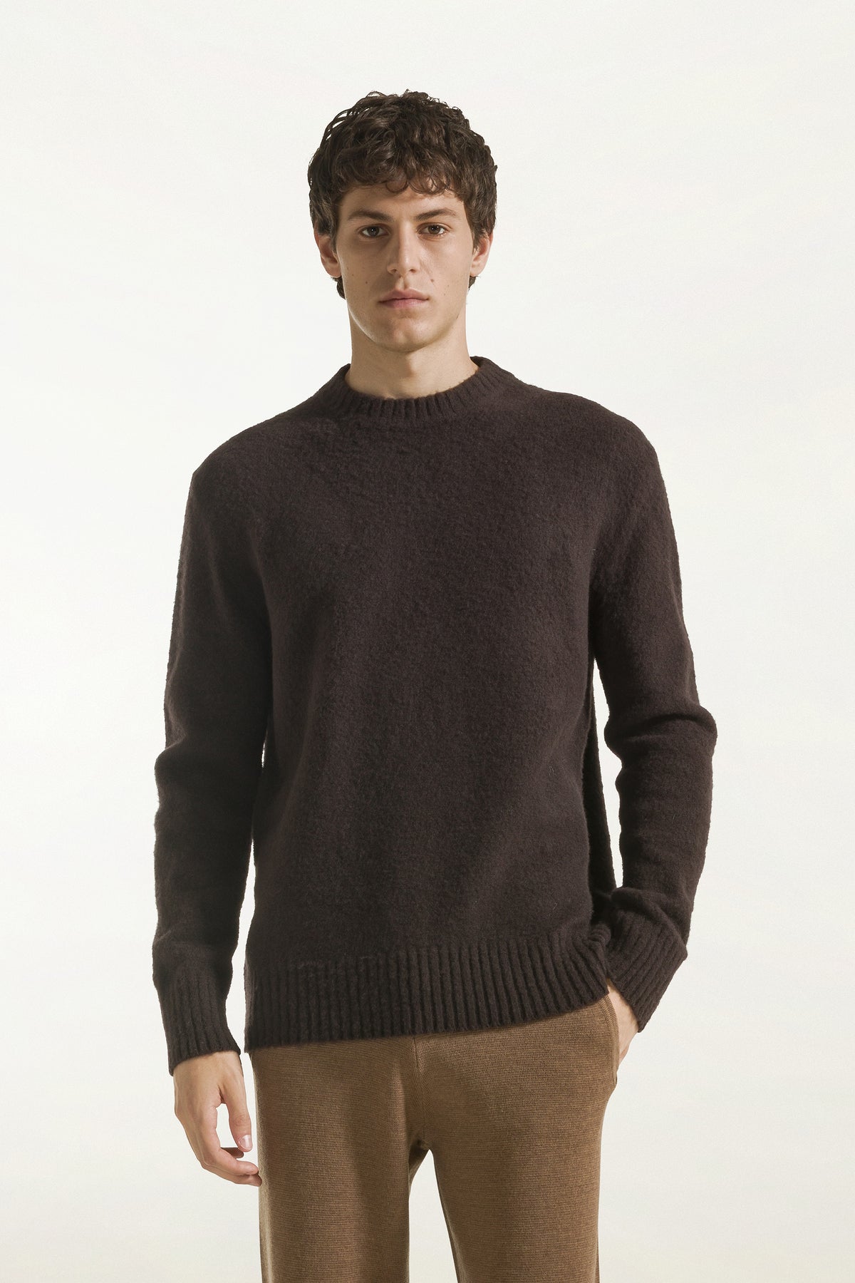 Girocollo in lana color marrone | PIACENZA 1733