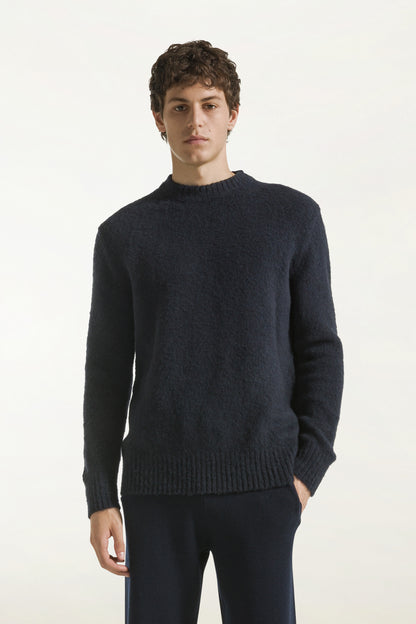 Girocollo in lana color blu navy | PIACENZA 1733
