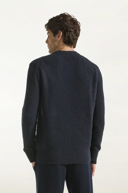 Girocollo in lana color blu navy | PIACENZA 1733