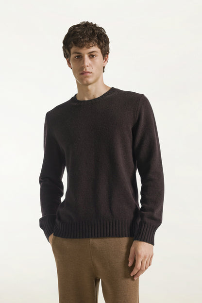 Brown cashmere crew-neck sweater | PIACENZA 1733