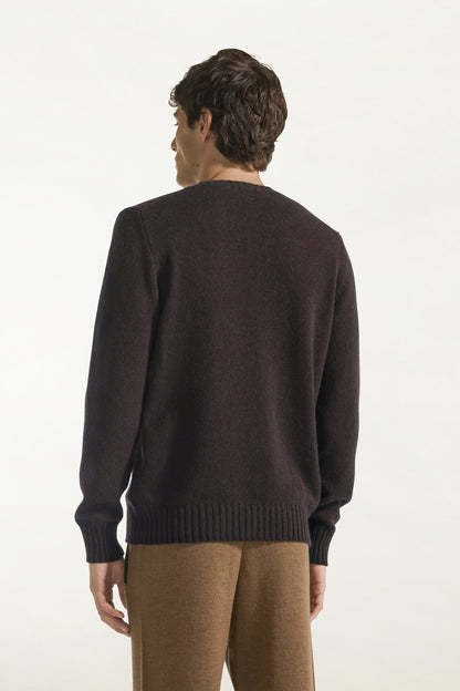 Brown cashmere crew-neck sweater | PIACENZA 1733