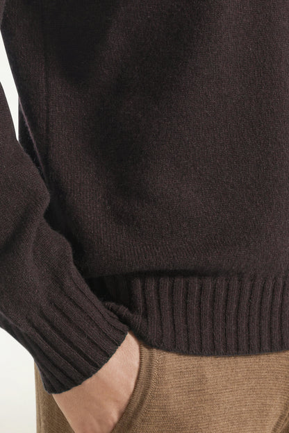 Brown cashmere crew-neck sweater | PIACENZA 1733
