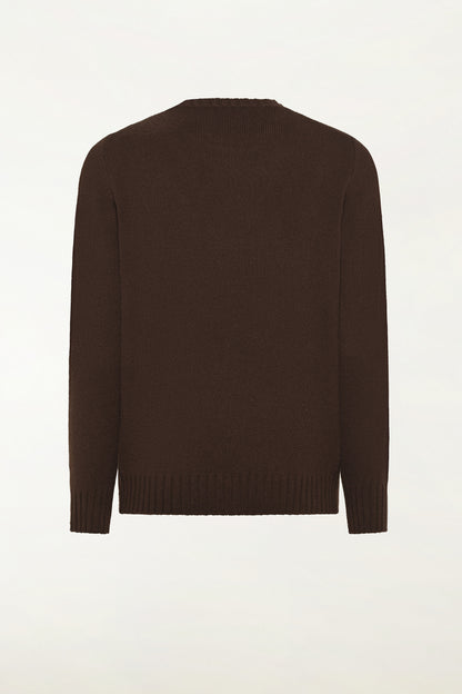 Brown cashmere crew-neck sweater | PIACENZA 1733