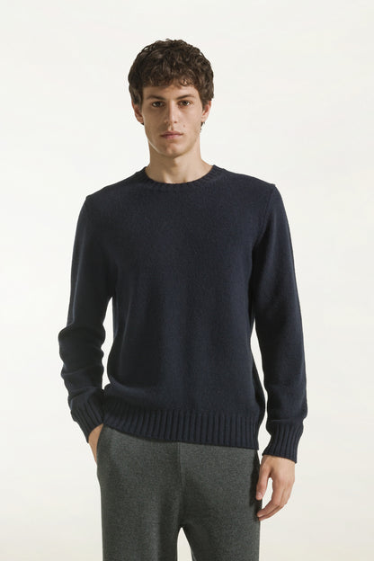 Navy blue cashmere crew neck | PIACENZA 1733