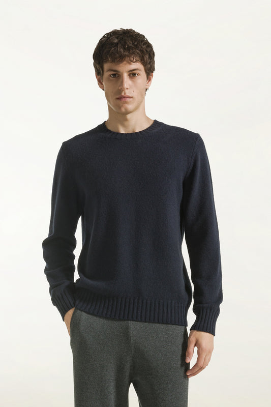 Navy blue cashmere crew neck - Men's Crewneck | PIACENZA 1733