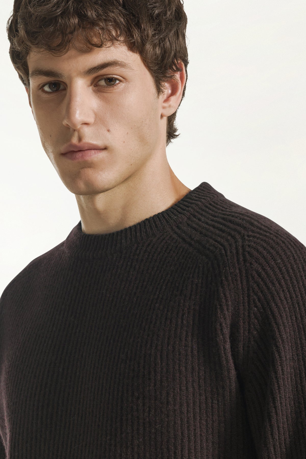 Brown wool and cashmere crew neck
