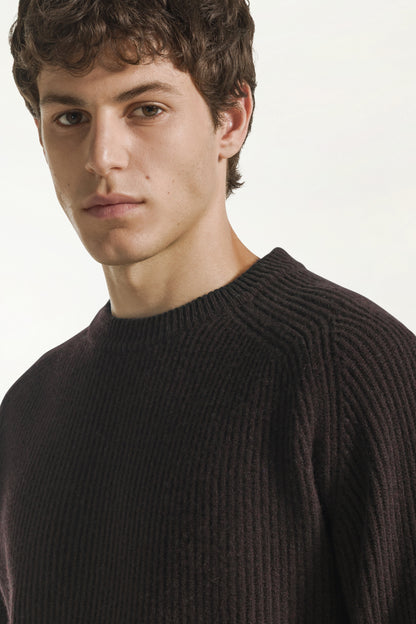 Brown wool and cashmere crew neck | PIACENZA 1733