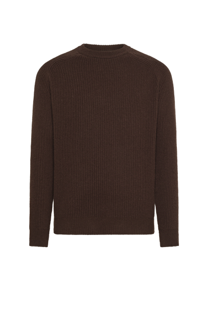 Brown wool and cashmere crew neck | PIACENZA 1733