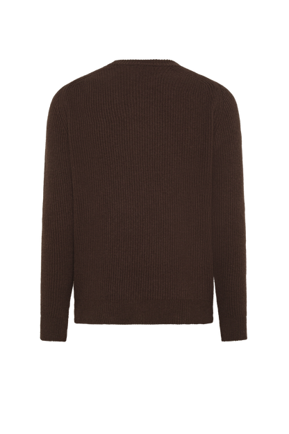 Brown wool and cashmere crew neck | PIACENZA 1733