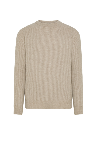 Natural colored wool and cashmere crew neck | PIACENZA 1733