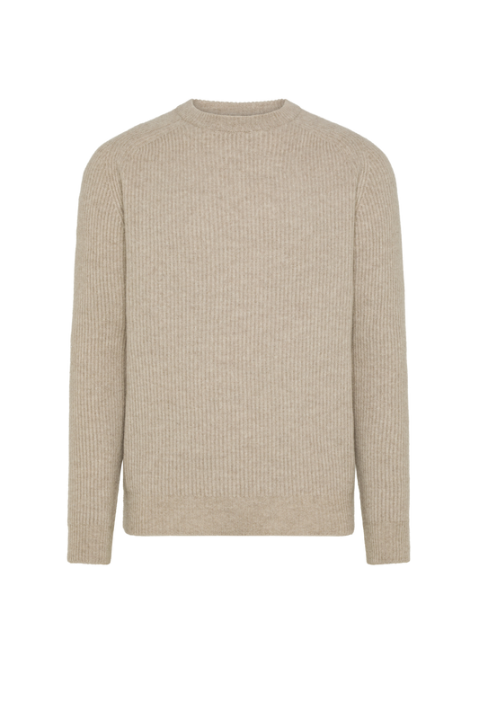 Natural colored wool and cashmere crew neck - Men's Crewneck | PIACENZA 1733