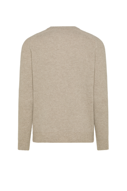 Natural colored wool and cashmere crew neck | PIACENZA 1733