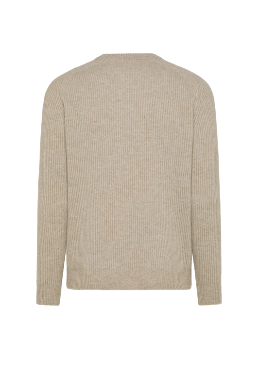 Natural colored wool and cashmere crew neck - Men's Crewneck | PIACENZA 1733