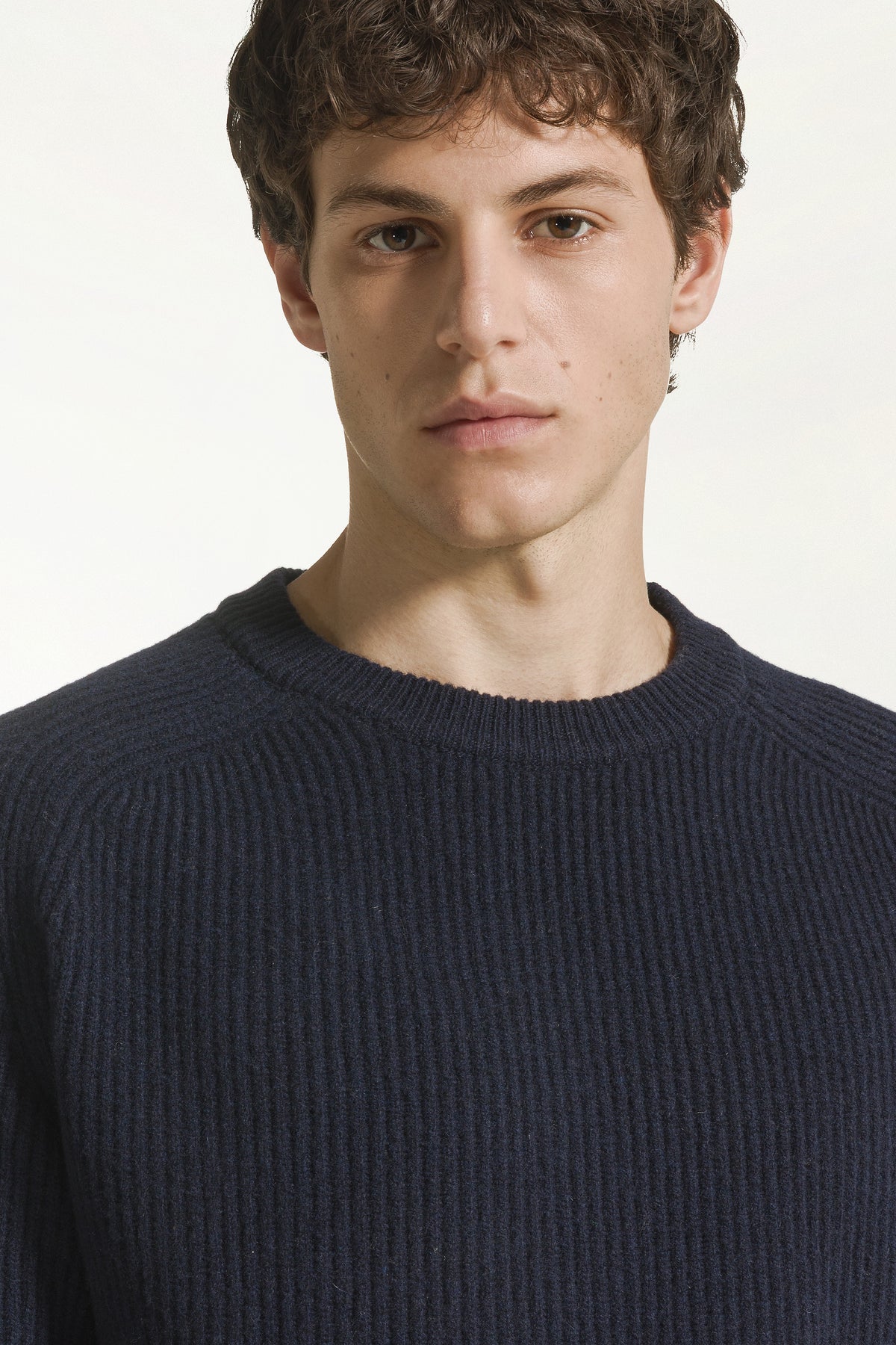 Navy blue wool and cashmere crew neck