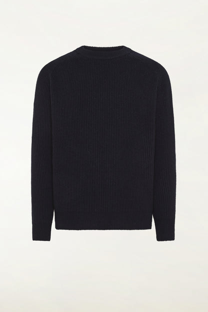 Navy blue wool and cashmere crew neck | PIACENZA 1733