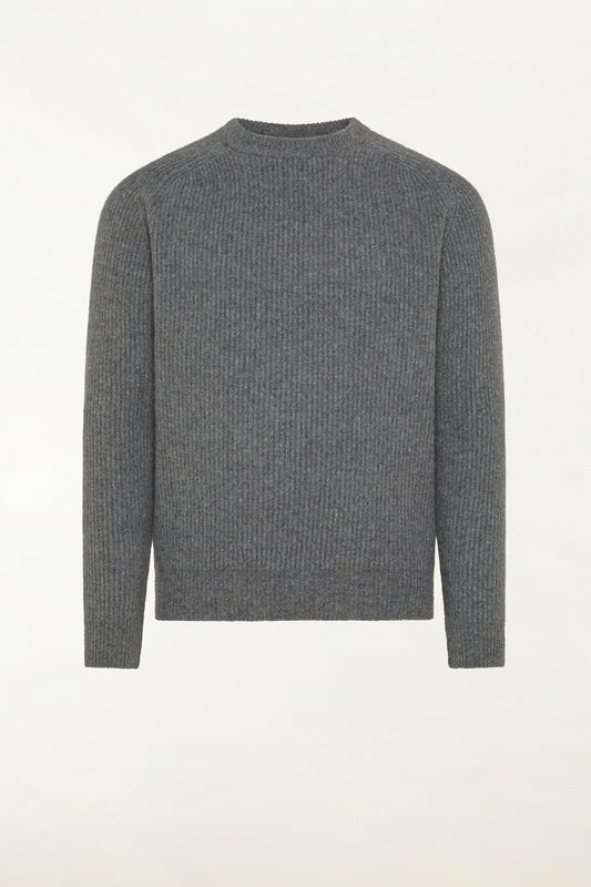 Grey wool and cashmere crew neck sweater - New Arrivals FW26 | PIACENZA 1733