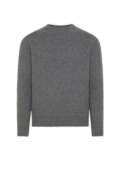 Grey wool and cashmere crew neck sweater | PIACENZA 1733