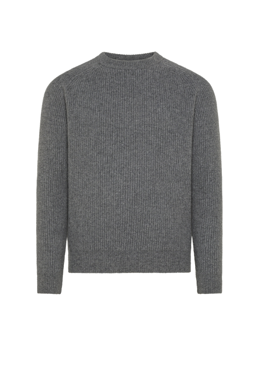 Grey wool and cashmere crew neck sweater - Men's Crewneck | PIACENZA 1733