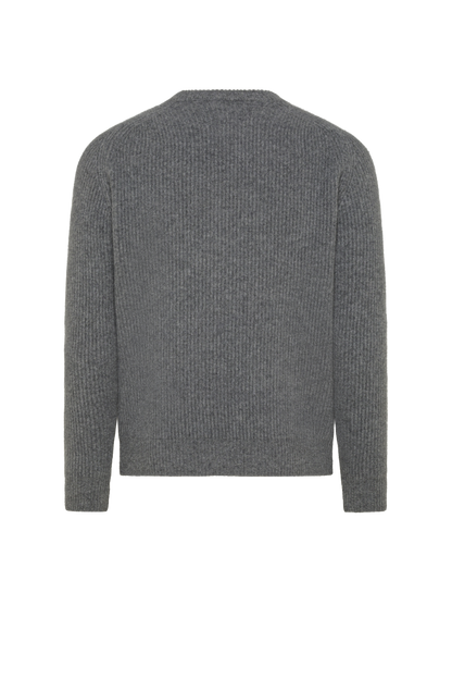 Grey wool and cashmere crew neck sweater | PIACENZA 1733