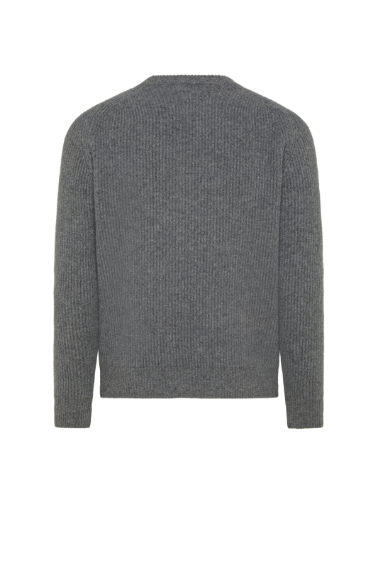 Grey wool and cashmere crew neck sweater - Men's Crewneck | PIACENZA 1733