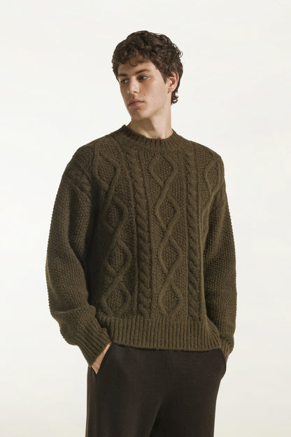 Moss green baby alpaca and wool necklace | PIACENZA 1733