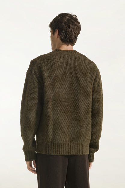 Moss green baby alpaca and wool necklace | PIACENZA 1733