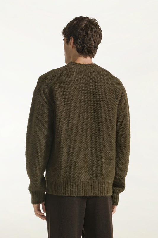 Girocollo in baby alpaca e lana color verde muschio - Maglieria in baby alpaca e lana | PIACENZA 1733