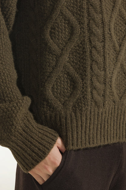 Moss green baby alpaca and wool necklace | PIACENZA 1733