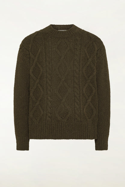 Moss green baby alpaca and wool necklace | PIACENZA 1733