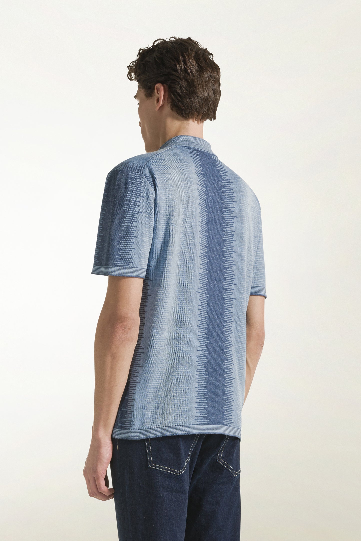 Camicia in seta e lino colore blu