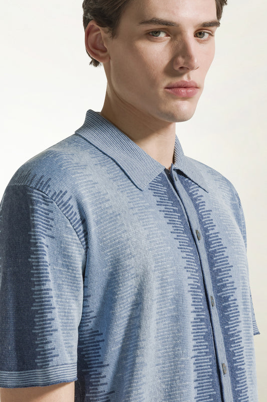 Blue silk and linen shirt - Shirt | PIACENZA 1733