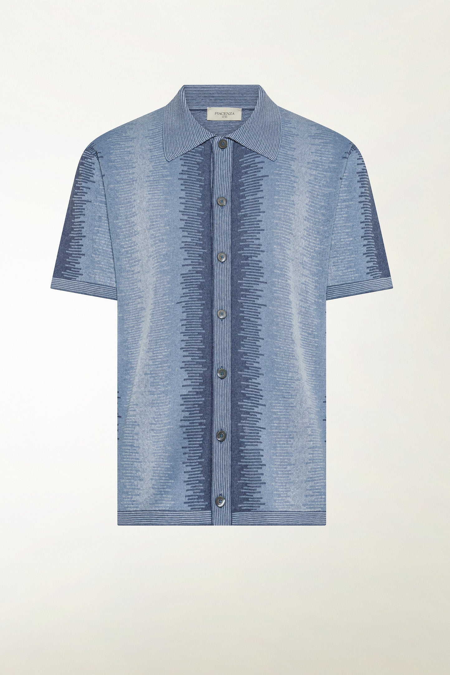 Camicia in seta e lino colore blu