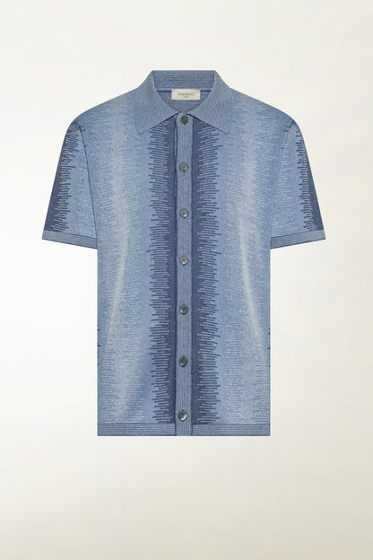 Camicia in seta e lino colore blu | PIACENZA 1733